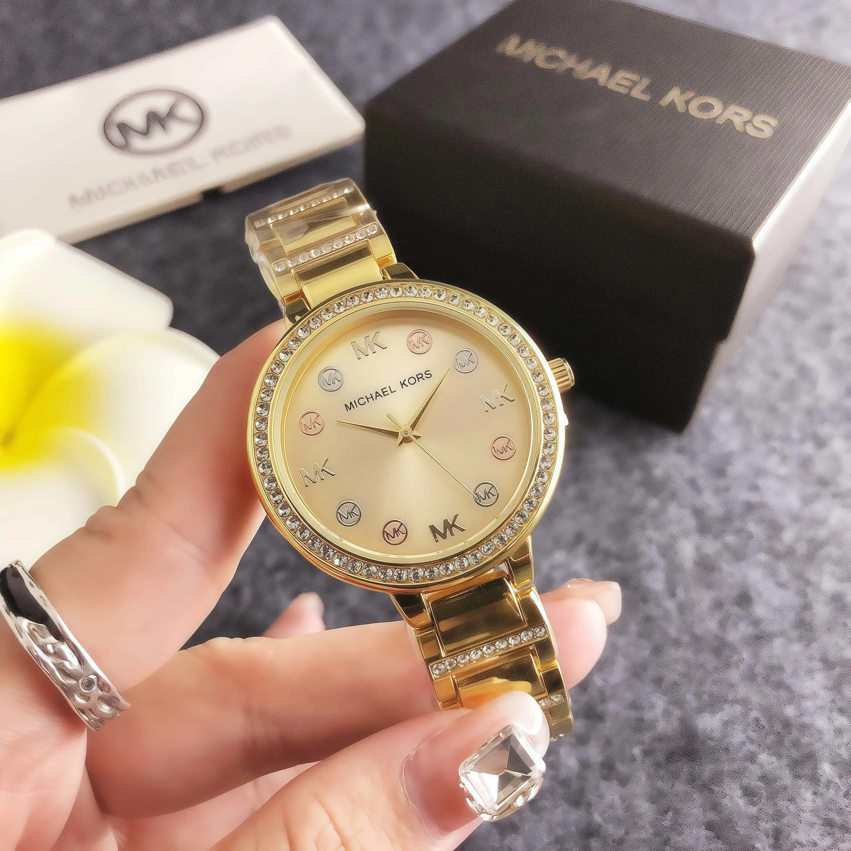 Элитные женские кварцевые часы Michael Kors с бриллиантами, модные минималистичные, с большим циферблатом, деловые, из сплава, наручные, подарок для женщин