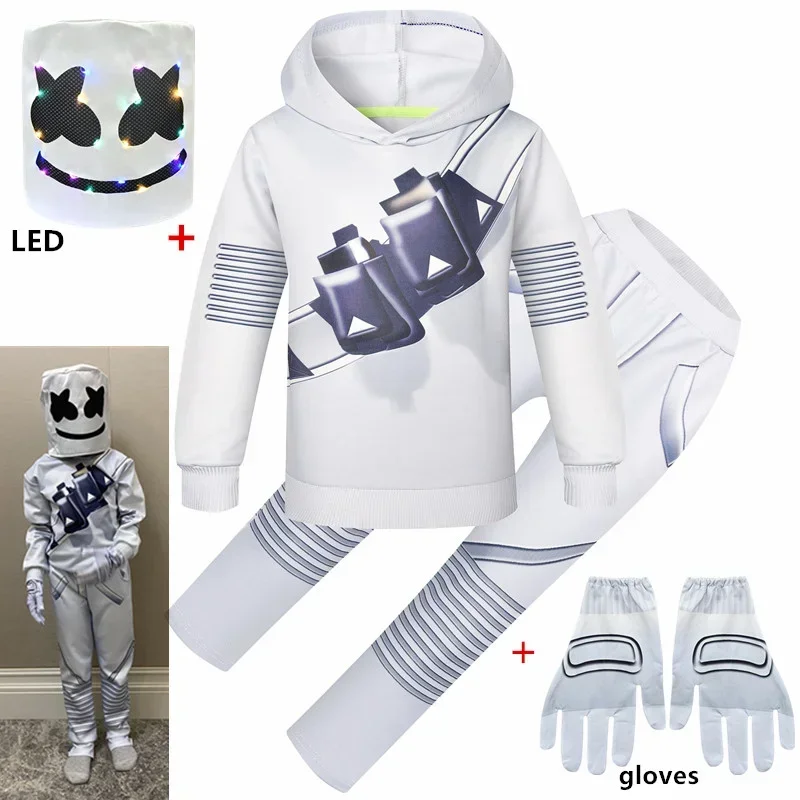 Cosbao детский игровой карнавальный костюм для мальчиков Marshmello DJ интересные костюмы маска толстовки костюм музыкальный костюм на Хэллоуин для детей