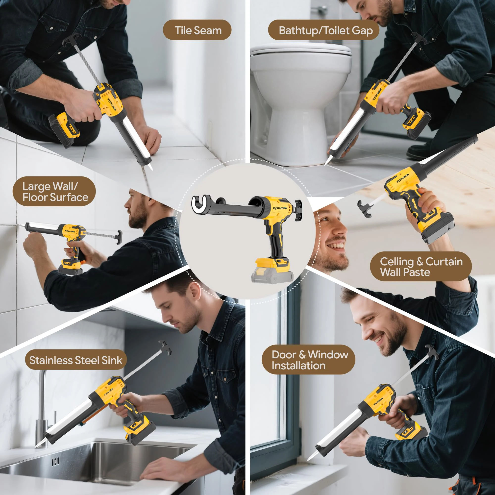 Для Dewalt 20 В 18 В аккумуляторный беспроводной пистолет для герметизации стекла электрический силиконовый пистолет 6 регулируемых скоростей со светодиодной подсветкой клейкий пистолет инструмент (art.: 3920cfeef75a5) - 3920cfeef75a5