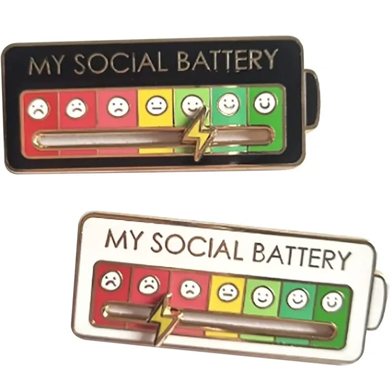 Забавная эмалированная заколка My Social Battery, креативная заколка на лацкан, переместитесь в настроение, когда вы украшаете, художественная бро...