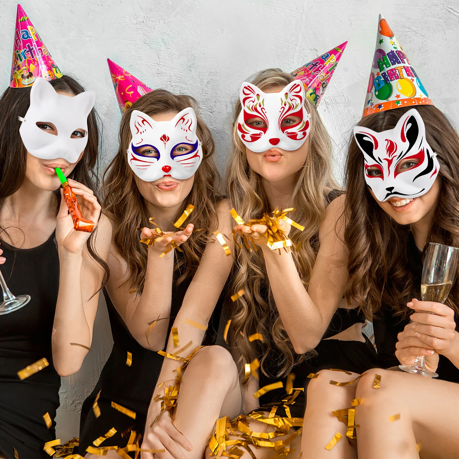 Фото 10 шт. белые маски бумажные маски пустая маска кошки для украшения DIY живопись маскарад косплей вечерние маска кошки для детей №2