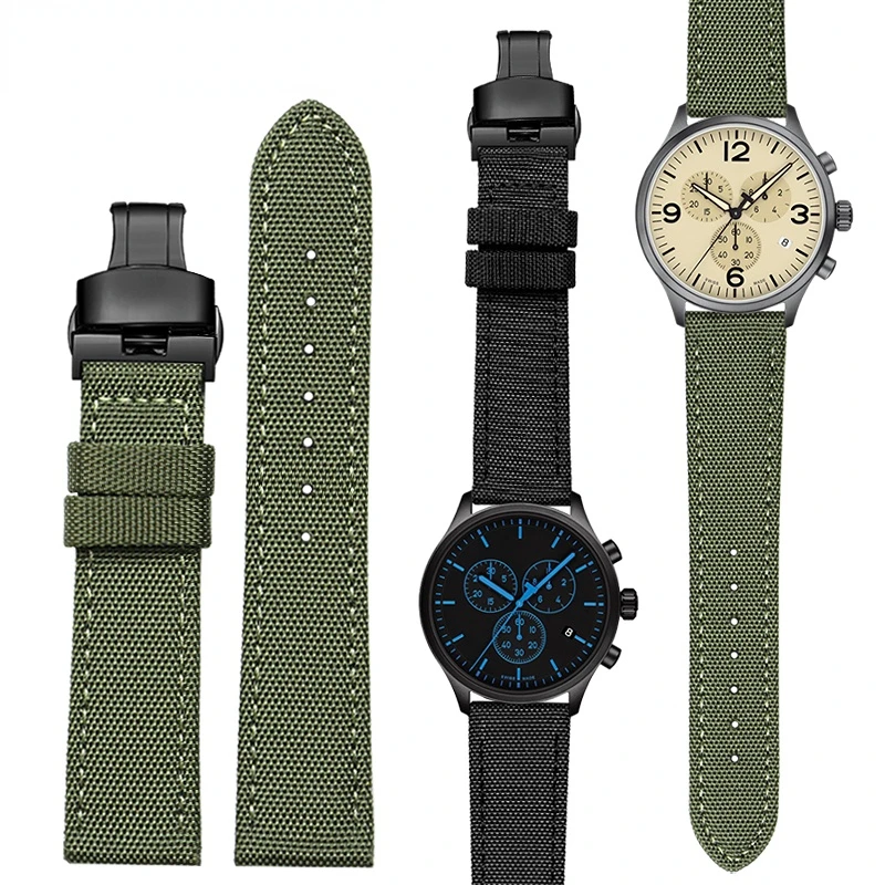 Универсальный 19, 20, 22, 23, 24 мм для Tissot seiko SKX007 timex CITIZEN, нейлоновый спортивный ремешок для часов, парусиновый кожаный ремешок для часов, мужской браслет