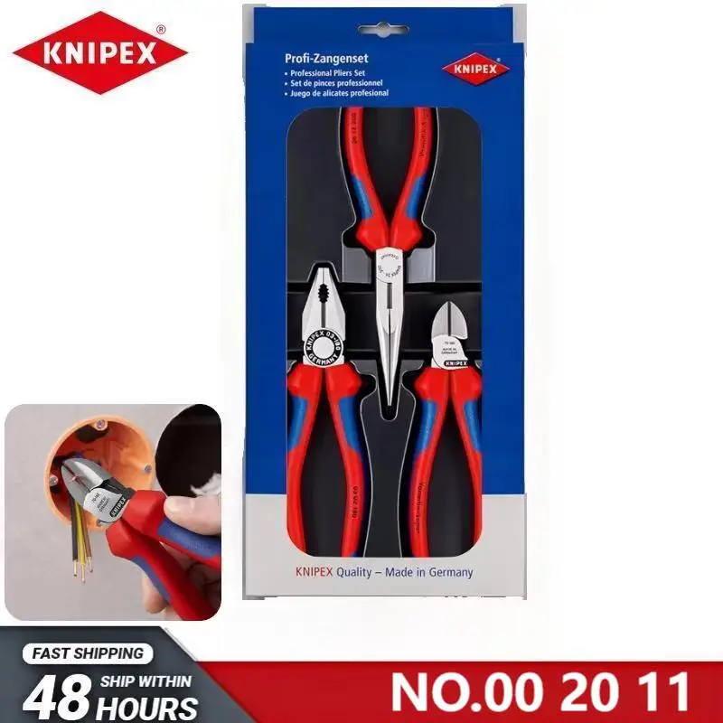 KNIPEX No 00 20 11 плоскогубцы для стальной проволоки, диагональные плоскогубцы с острыми носами, набор из трех многофункциональных бытовых промышленных класса