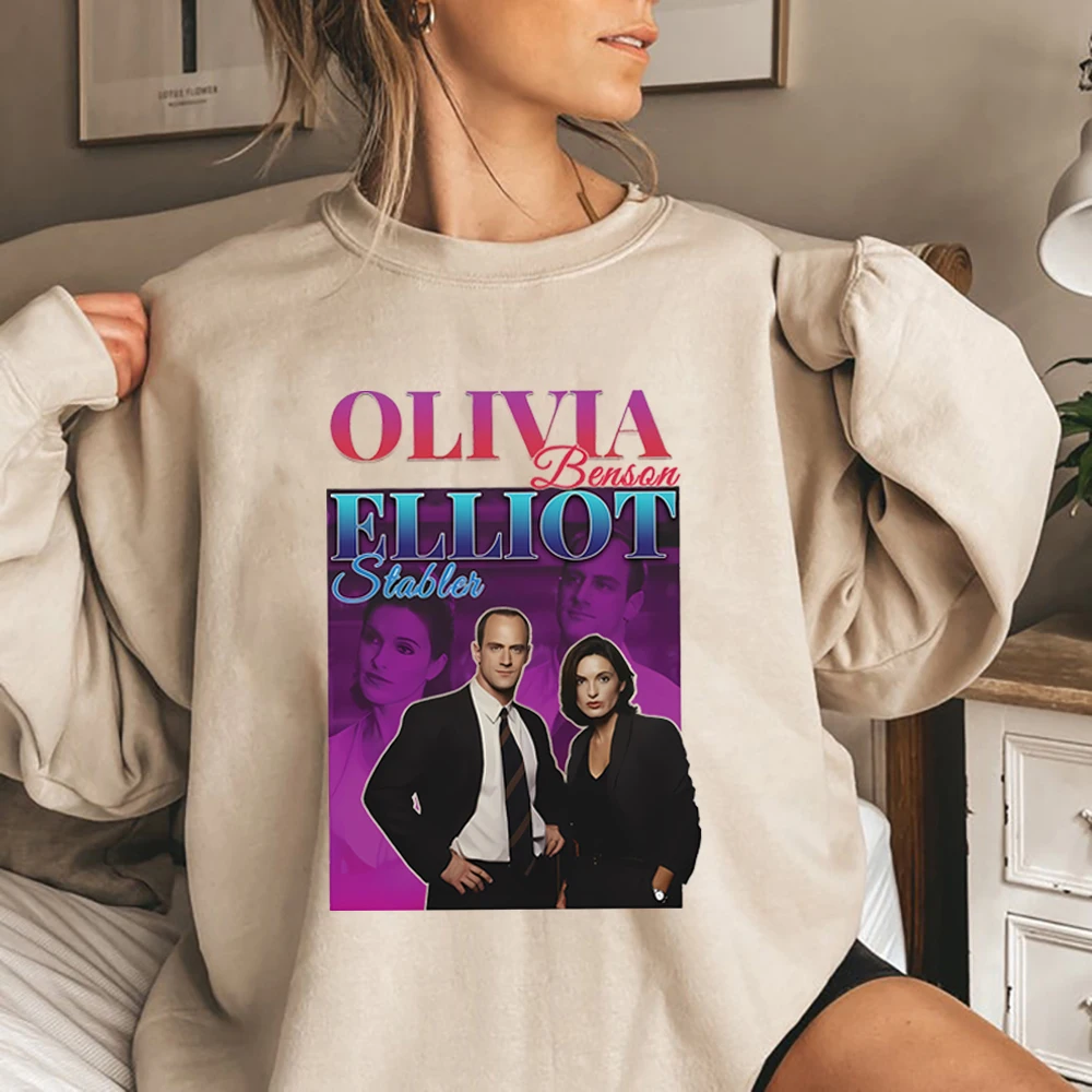 Толстовка SVU Law and Order, вдохновленная серией Elliot Stabler and Olivia Benson, толстовка с капюшоном Elliot Olivia Homage, толстовка с круглым вырезом