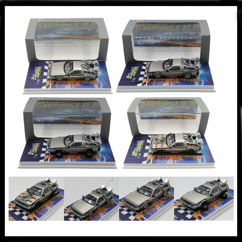 MJ 1:64 Back To The Future Time Machine DMC-12 delorean, литая под давлением модель автомобиля из сплава, металлическая игрушечная машинка для детей, коллекция игрушек в подарок