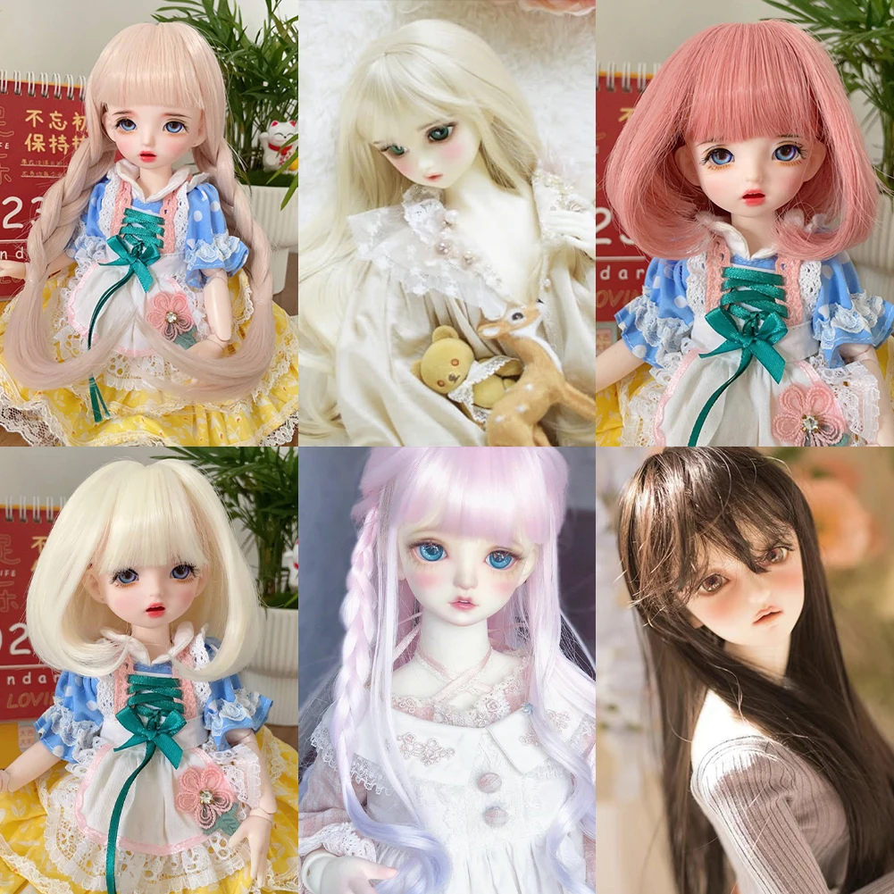 Фото Аксессуары Labubu, окружность головы 15-16,5 см, куклы BJD, короткие длинные волосы, высокотемпературное волокно, мягкий шелковый парик, красочный парик №2