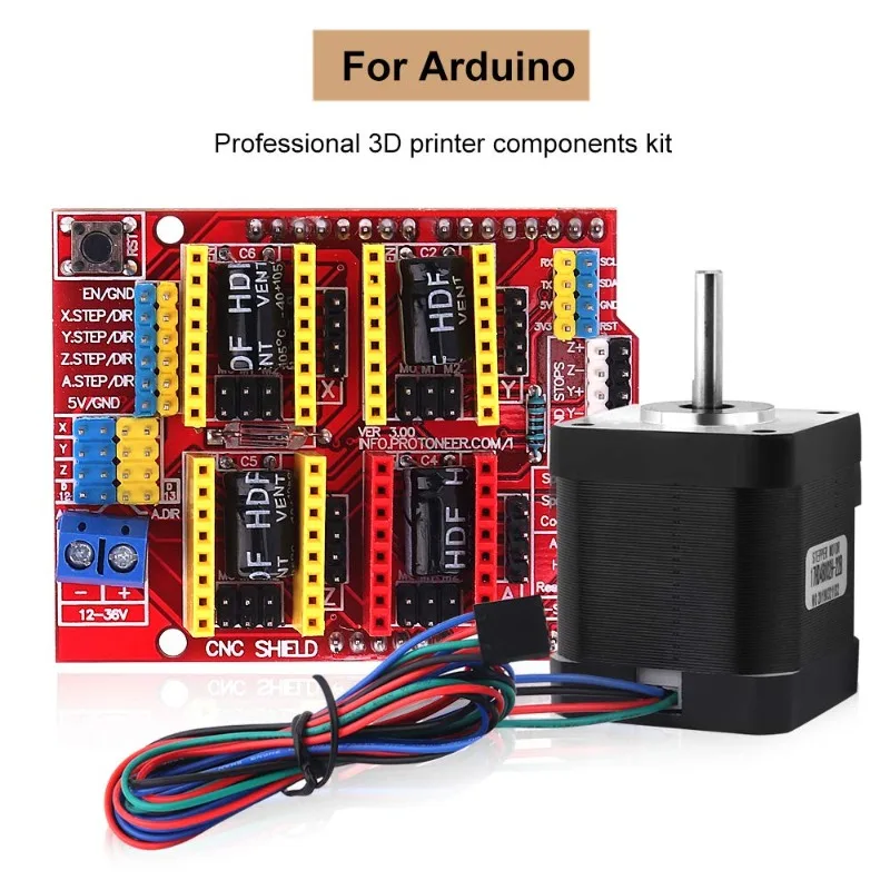 Комплект ЧПУ для 3D-принтера, для Arduino GRBL Shield + плата UNO R3 + ограничитель механического переключателя RAMPS 1,4, драйвер двигателя DRV8825 + двигатель Nema 17