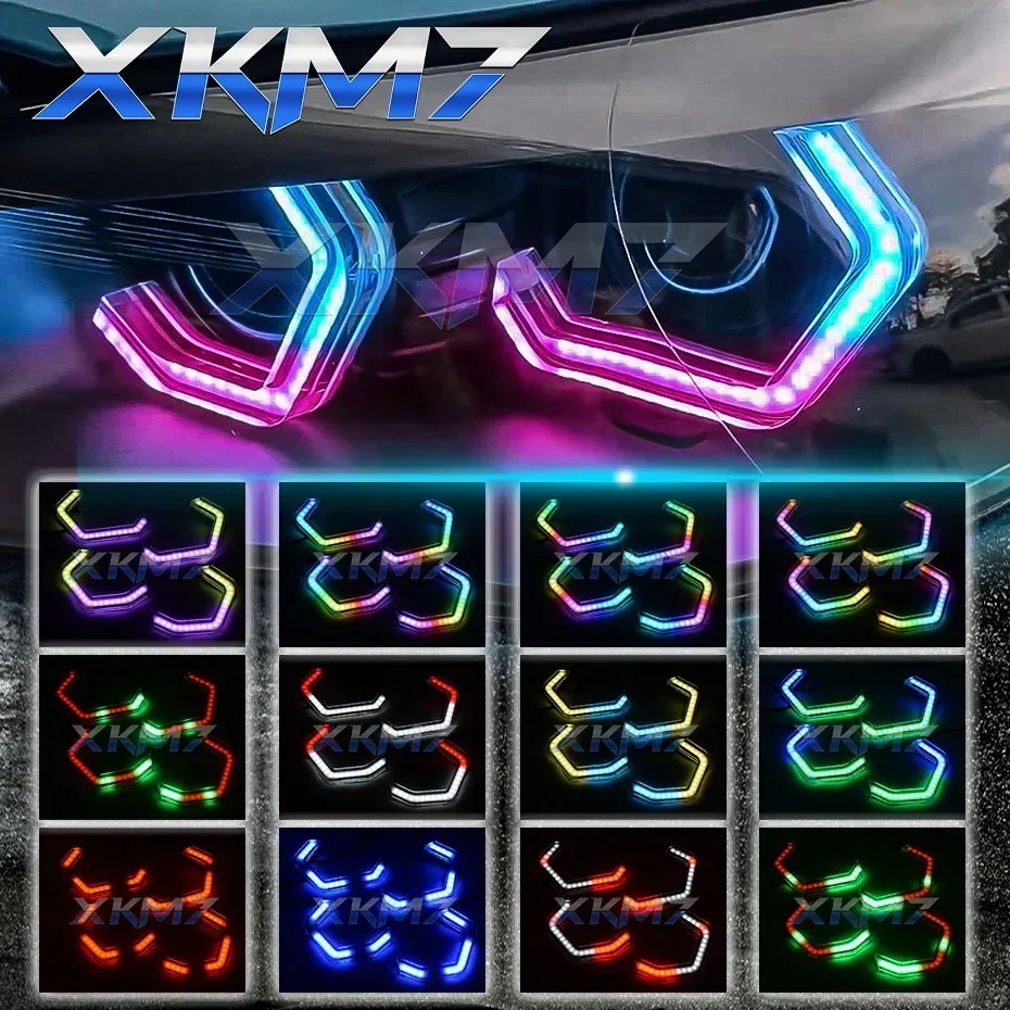 RGB СВЕТОДИОДНЫЕ фары Angel Eyes для BMW F10 F30 F34 M4 E60 E61 E90 E91 E46 F80 Dynamic APP Bluetooth-совместимый комплект автоматической настройки DRL