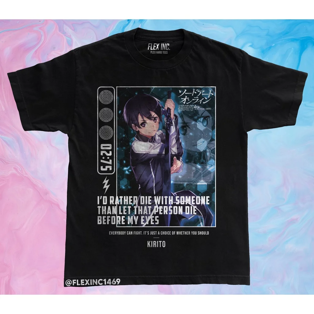Kaos Sword-футболка homme femme, уличная одежда, мультперсонаж, Kirito, Kirigaya, Kazuto