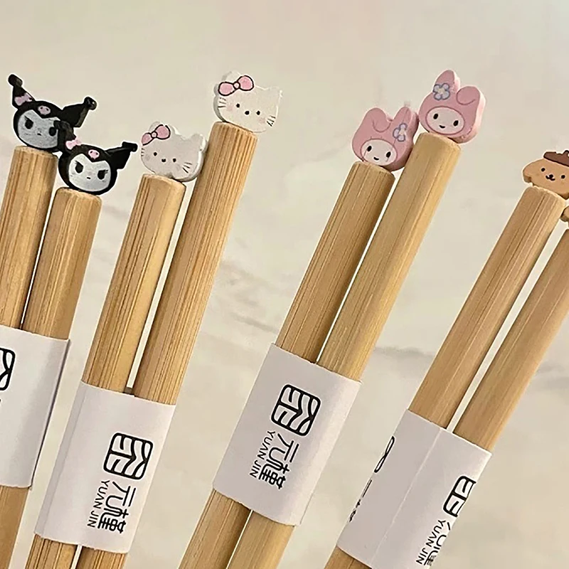 Kawaii Sanrio My Melody Новые палочки для еды Бытовая Посуда простые товары из бамбука для здоровья и окружающей среды HelloKitty