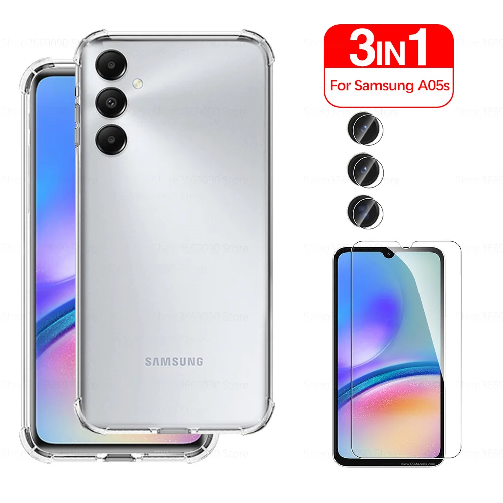 Для Samsung Galaxy A05s 4G Защитное закаленное стекло для объектива Прозрачный чехол для Samsung Galaxy A05s A 05s 05 S Силиконовая защитная пленка