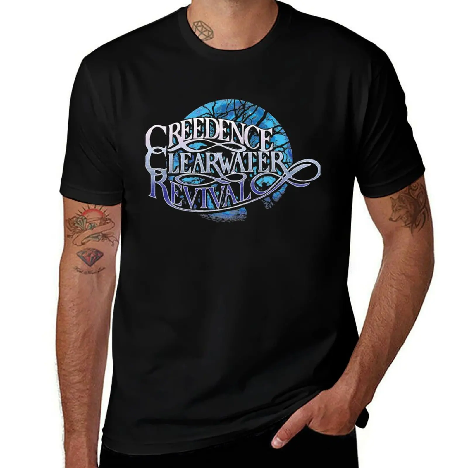 Футболка Creedence Clearwater Revival Blue Moon, мужские футболки с рисунком, забавная мужская футболка, футболка