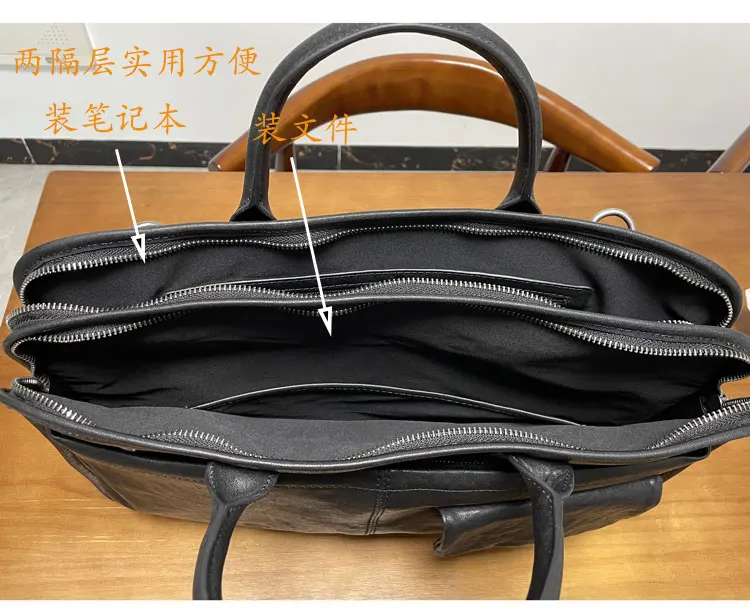 Модный высококачественный мужской черный портфель из воловьей кожи растительного дубления ручной работы, офисная сумка для ноутбука из натуральной кожи для юриста (art.: 3920d24af322a) - 3920d24af322a