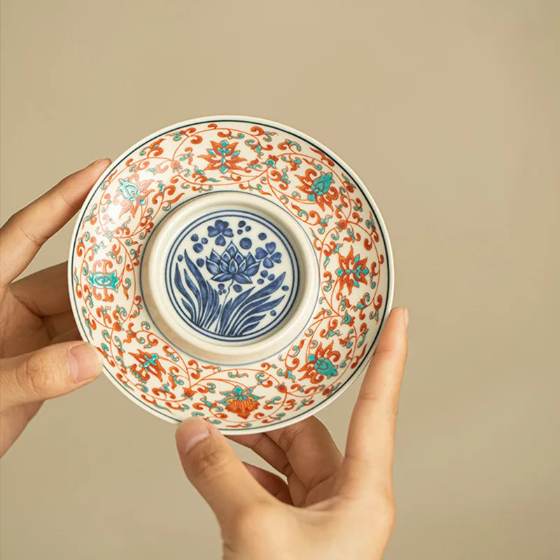 140 мл китайская пастельная керамическая чайная чашка Gaiwan с цветами ручной работы, фарфоровая чайная сушилка, портативная чайная чаша для путешествий, бытовая чайная посуда (art.: 3920d09f94437) - 3920d09f94437