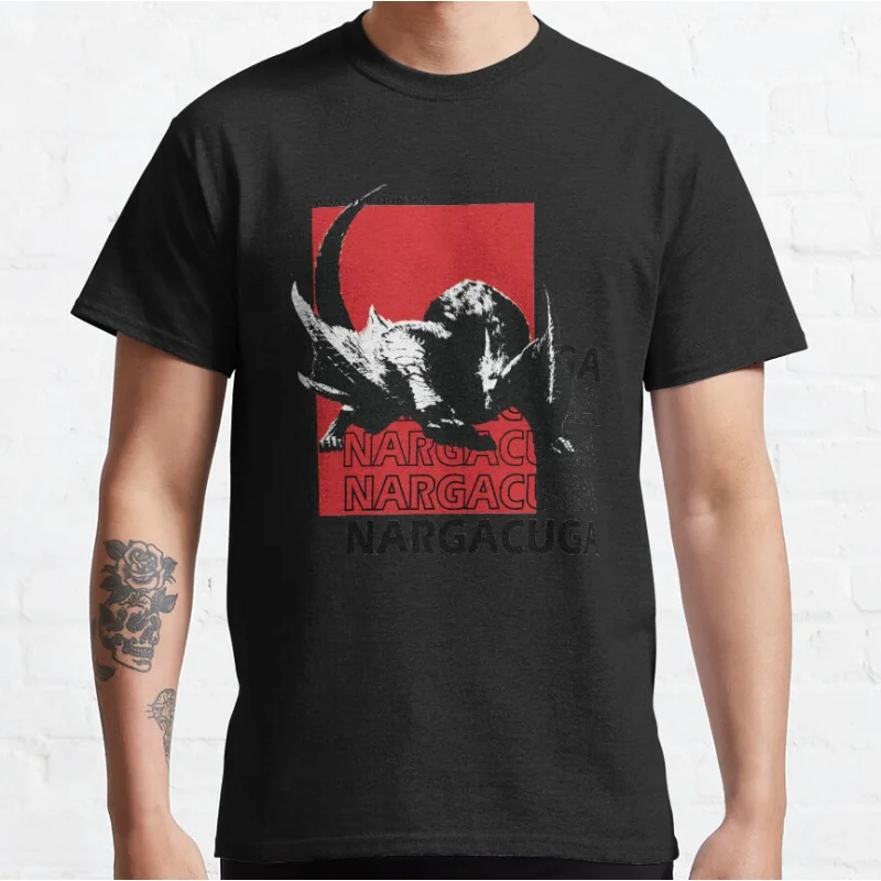 Черно-белые футболки Nargacuga, винтажные аниме-видеоигры Monster Hunter с рисунком, футболки большого размера для взрослых, S-6XL