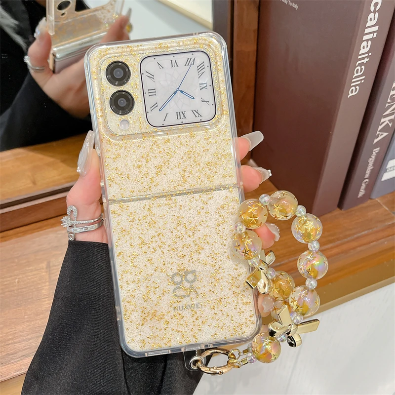 Для HUWEI P50 Pockets2 NovaFlip складной противоскользящий полный защитный чехол с мерцающей пудрой Чехлы и чехлы для мобильных телефонов