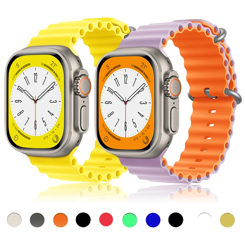 Ремешок силиконовый для Apple Watch Band 49 мм 45 мм 44 мм 40 мм 41 мм 42 мм 38 мм