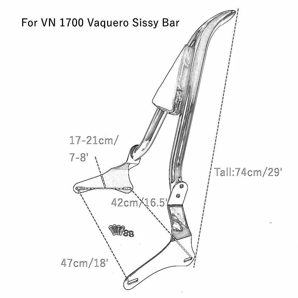 Для Kawasaki Vulcan VN 1700 Vaquero VN1700 задняя багажная полка для пассажира, спинка Sissy Bar 2011-2023 (art.: 3920c3afd1e07) - 3920c3afd1e07