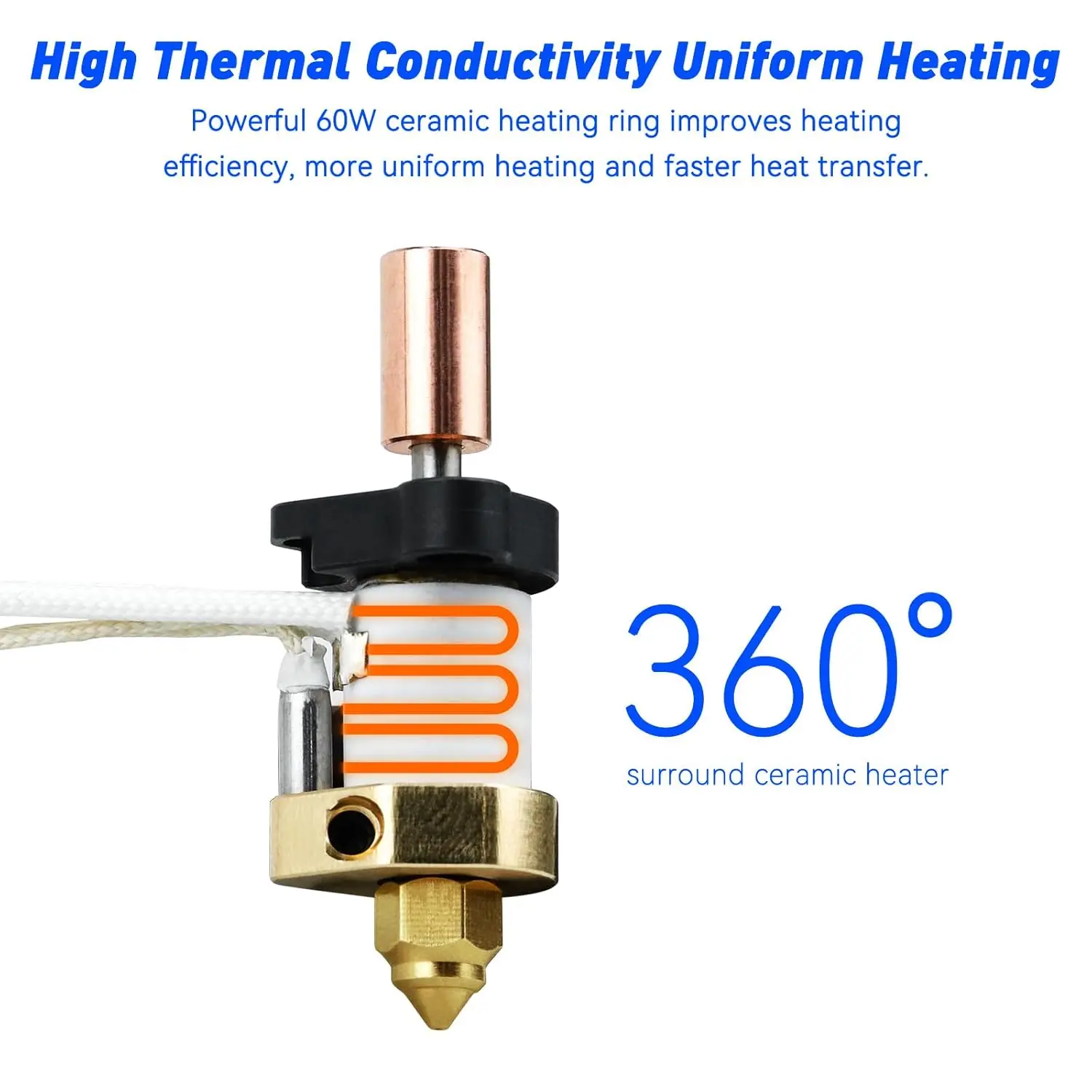 Фото Creality Ender 3 V3 KE Керамический комплект Hotend 300 ° C Высокотемпературный нагревательный блок экструдера Hot End для K1/K1 Max №4