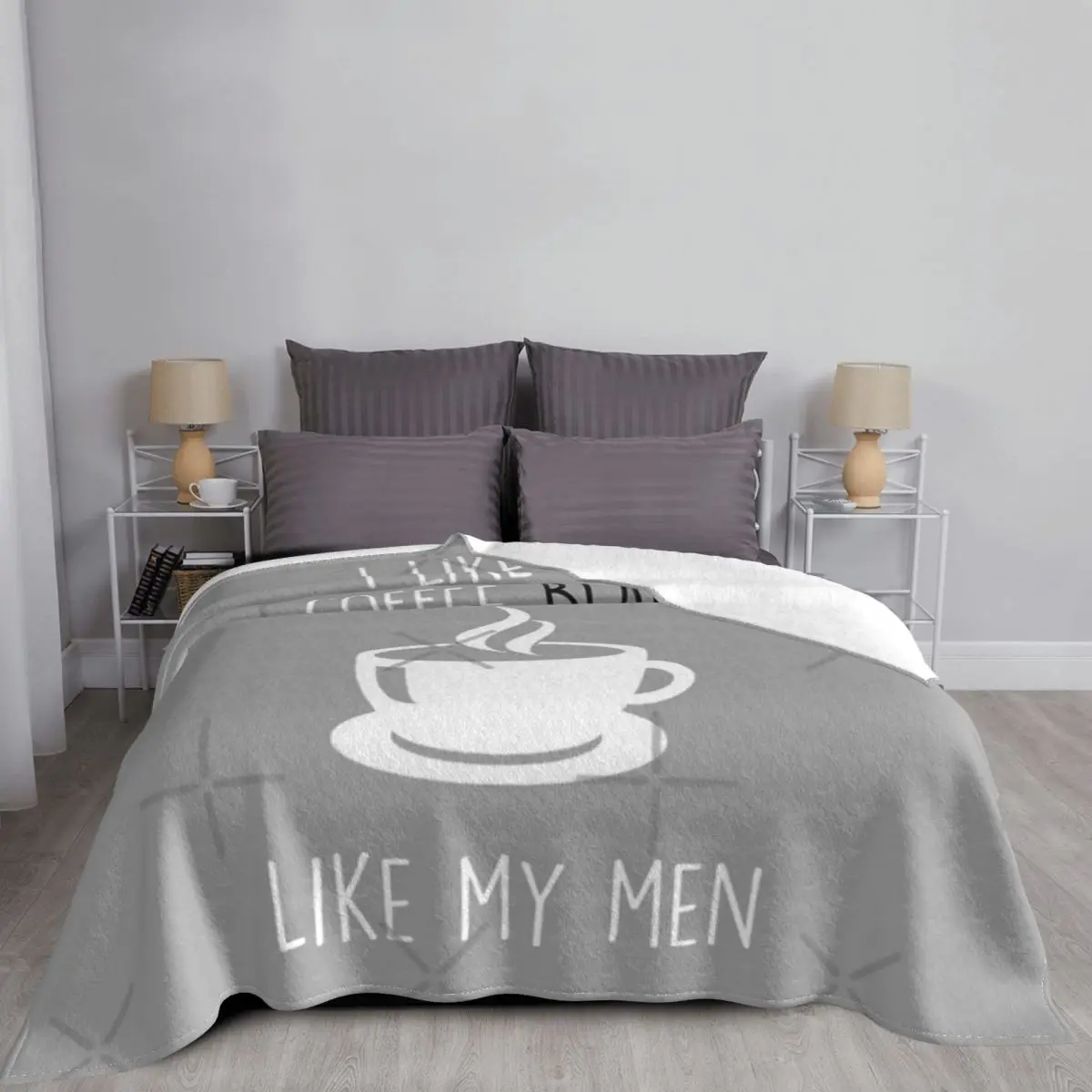 Черное одеяло I Like My Coffee, покрывало на кровать на зиму