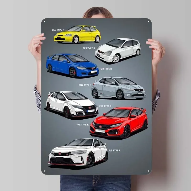 Фото Знак Honda Cars Плакат Украшение дома Гостиная Ретро Металлическая жестяная вывеска Табличка для гаража Настенное художественное украшение Интерьер Декор Мужчины №2