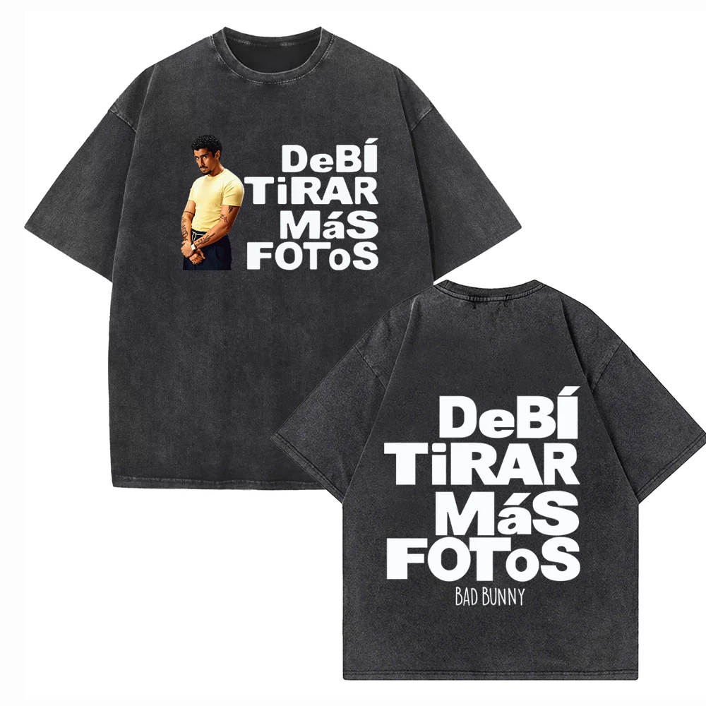 Bad Bunny Debi Tirar Mas фото рубашки Harajuku хип-хоп уличная одежда хлопковые винтажные футболки