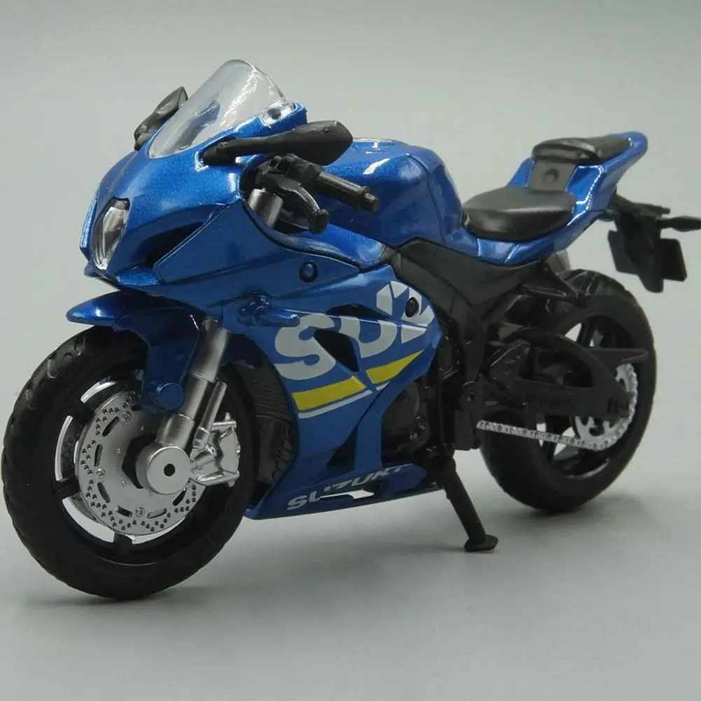 Фото 1:18 мотоциклетная модель автомобиля Suzuki GSX-R1000 из сплава, детская игрушка на день рождения, гоночная Спортивная миниатюрная коллекция, Декор, подарок для мальчика №2