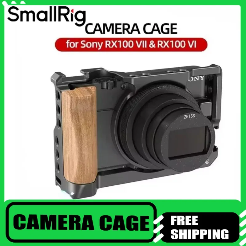 Клетка для камеры Smallrig Vlog для Sony Rx100 VI и Rx100 VII подходит для камер DSC-RX100 M6 и DSC-RX100 M7, деревянная боковая ручка 2434