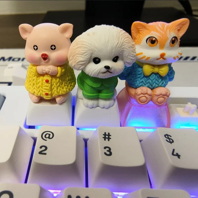 Милые колпачки для клавиш Artisan с мультяшными животными, пересекающими вишневым профилем, колпачки для механической клавиатуры, колпачки для ключей «сделай сам», праздничные подарки
