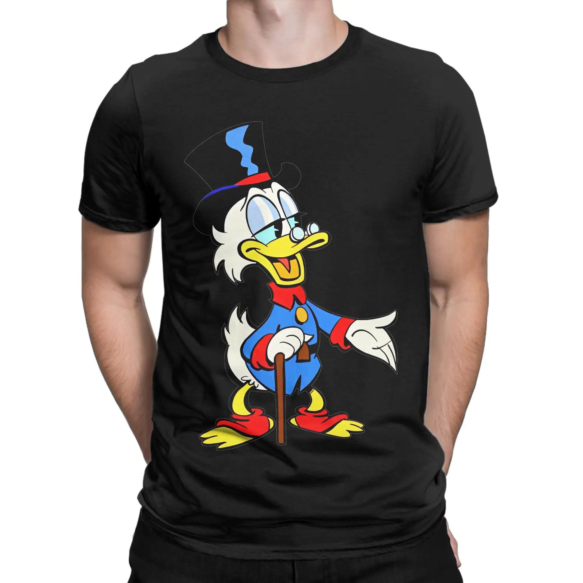 Футболки Scrooge Mcduck для мужчин, хлопковые забавные футболки с круглым вырезом, футболка с изображением Дональда Дака, одежда с короткими рукавами для взрослых