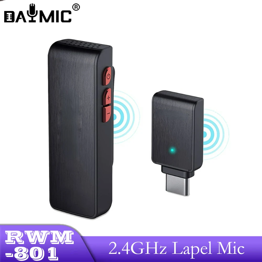 AOSHEN RWM-801 2,4 GHz лацканый микрофон беспроводной петличный микрофон с зарядным чехлом для IPhone IPad Android компьютера ноутбука TikTok