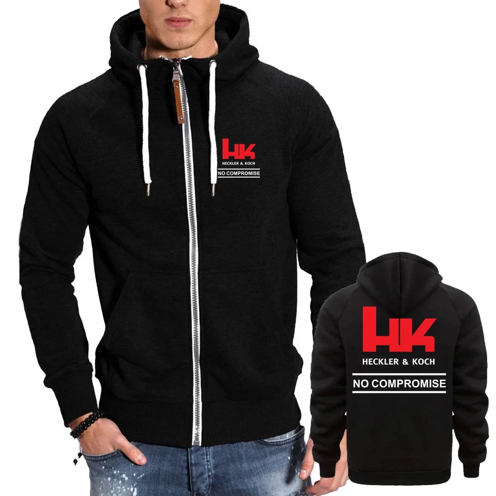 Фото Mens Sweatshirts Hk Heckler Koch No Compromise Fleece Hoodie Jackets Casual Sports Outerwear Retro Youth Hooded Streetwear Coats №3