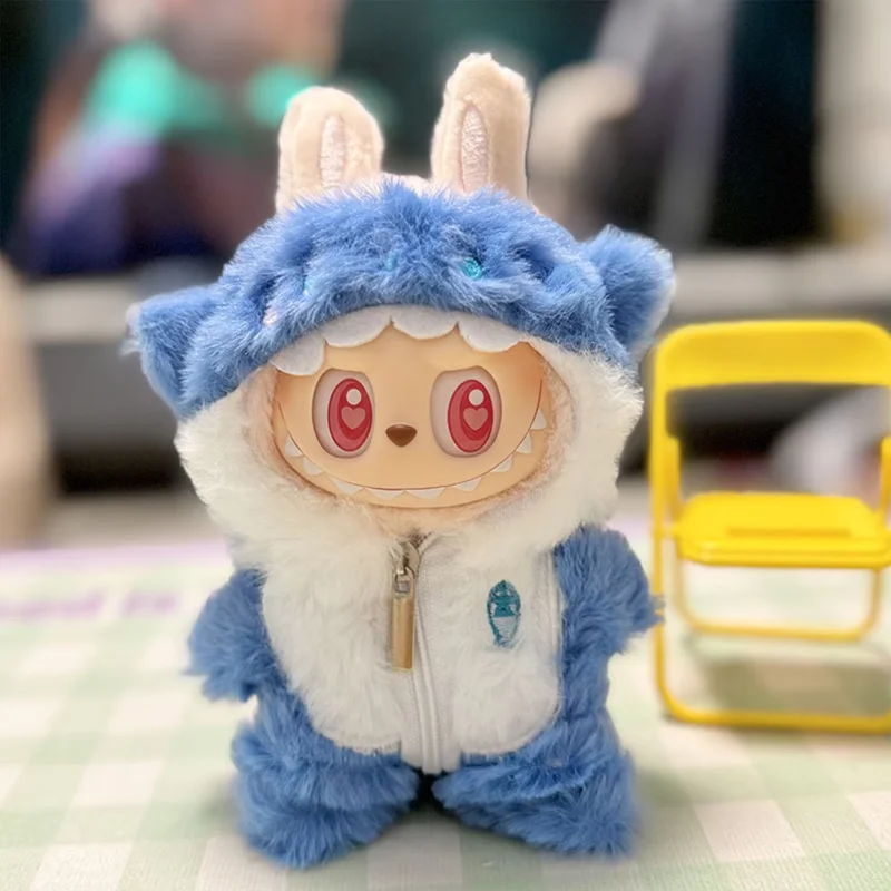 Фото Kawaii комбинезон с изображением акулы для мини-куклы 17 см, милая плюшевая кукольная одежда, наряд Labubu ldol, аксессуары для одежды для кукол №3