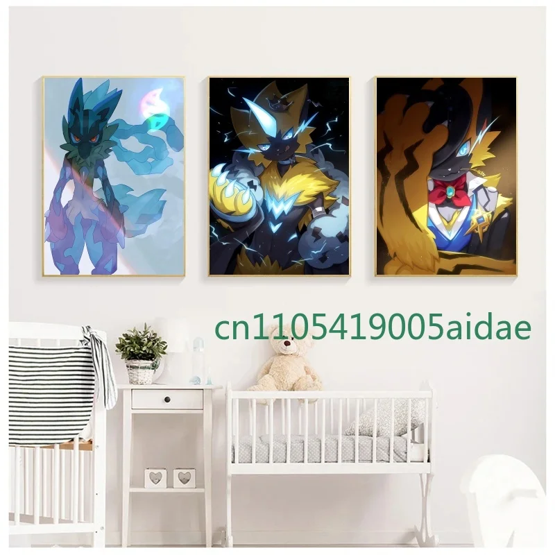 Периферийные устройства покемонов Lucario Zeraora Cinderace Meowscarada, постеры, настенные художественные принты, декор для гостиной, холст, живопись, подарки для детей