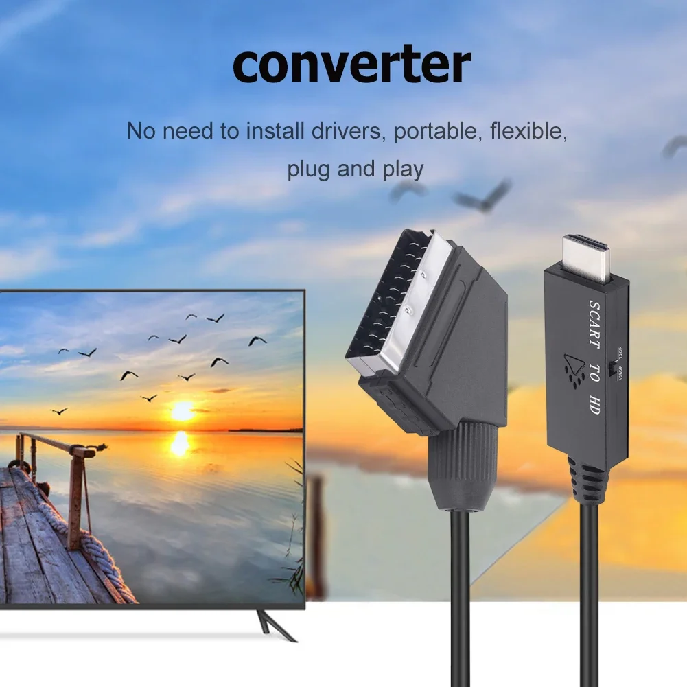 Фото 1 м Scart в HDMI 1080P видео-аудио конвертер Plug and Play HD-видео конвертер для телеприставки HDTV DVD STB аксессуары №4