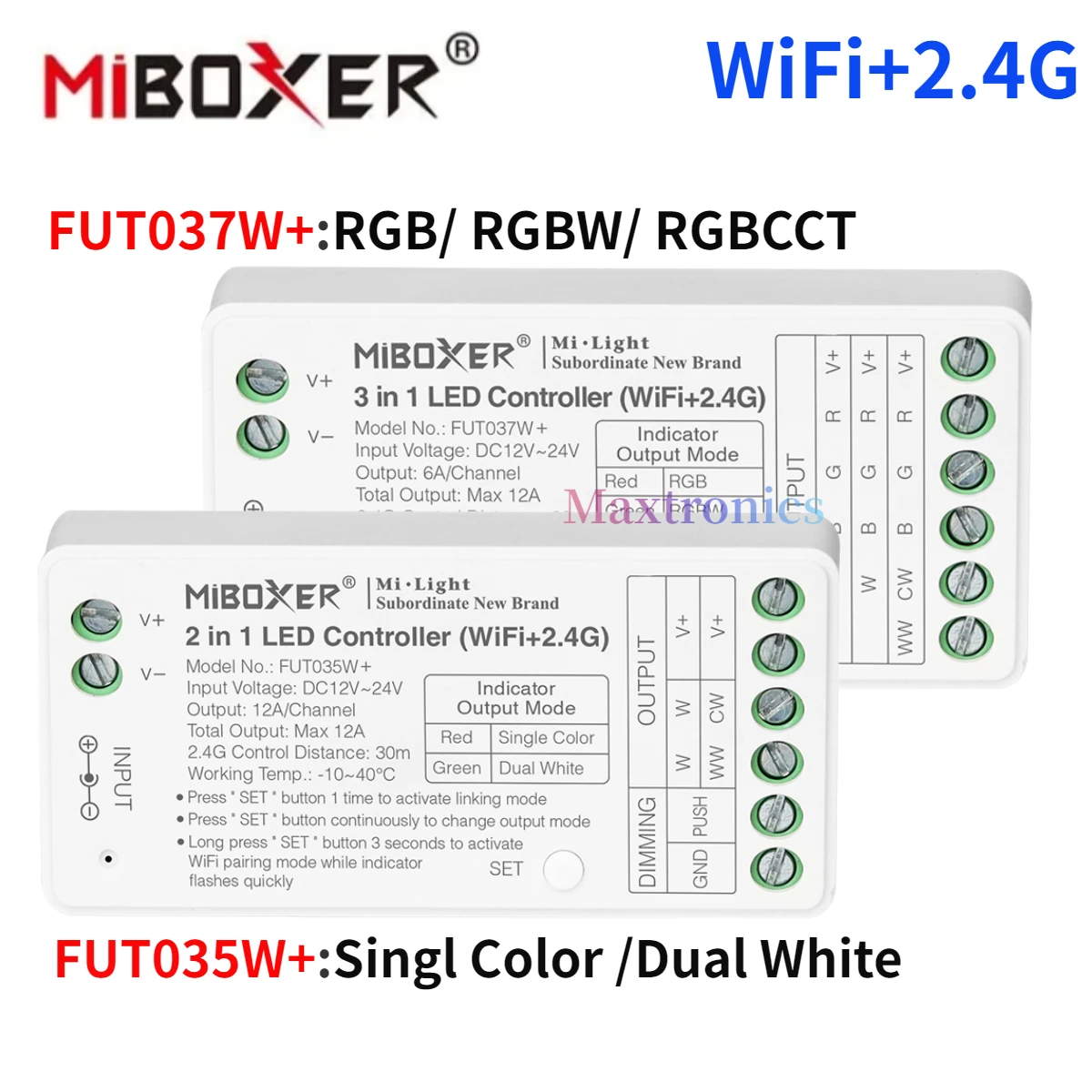 Miboxer Tuya APP умный контроллер WiFi + 2,4G FUT035W + 2 в 1 FUT037W + 3 в 1 для одноцветного двойного белого RGB RGBCCT светодиодная подсветка