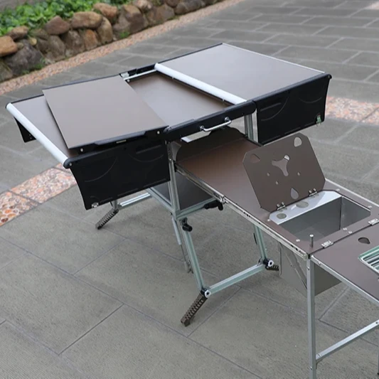 Фото Алюминиевая кухня для лагеря и кухня для автофургона Bulin C650-BBQ, уличный стол для пикника, складная походная печь, мобильная кухня для кемпинга №4