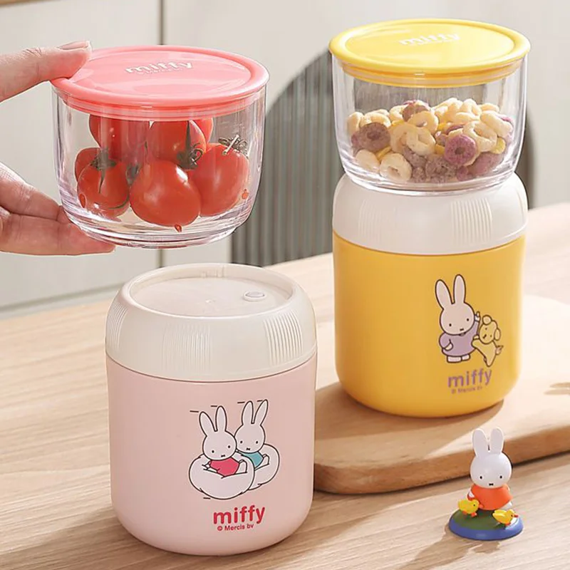 Miffy мультфильм чашка для завтрака аниме Kawaii из нержавеющей стали изолированная чашка для супа двухслойная студенческая детская миска для молочного салата подарки