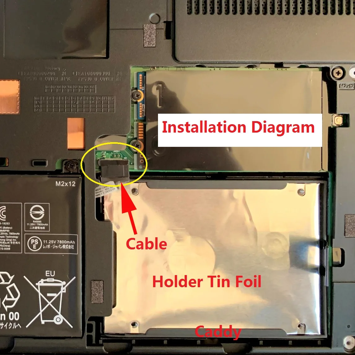 Сменный соединительный кабель для жесткого диска HDD SSD, кронштейн Caddy, рамка, лоток для Lenovo ThinkPad P53 FP530 PN DC02C00G010 02DM497 (art.: 3920d14f5a3e6) - 3920d14f5a3e6