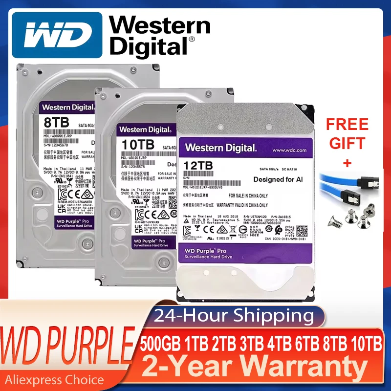 Wd Фиолетовый Жесткий Диск Для Системы Наблюдения — 4 Тб 6 Тб 8 Тб Sata Iii 64 Мб Кэш-памяти 3