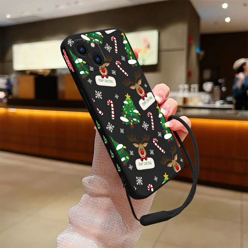 Фото Рождественский чехол для телефона Samsung Galaxy S23 S22 S21 S20 Ultra Plus FE S10 4G S9 S10E Note 20 10 9 Plus с ремешком №3