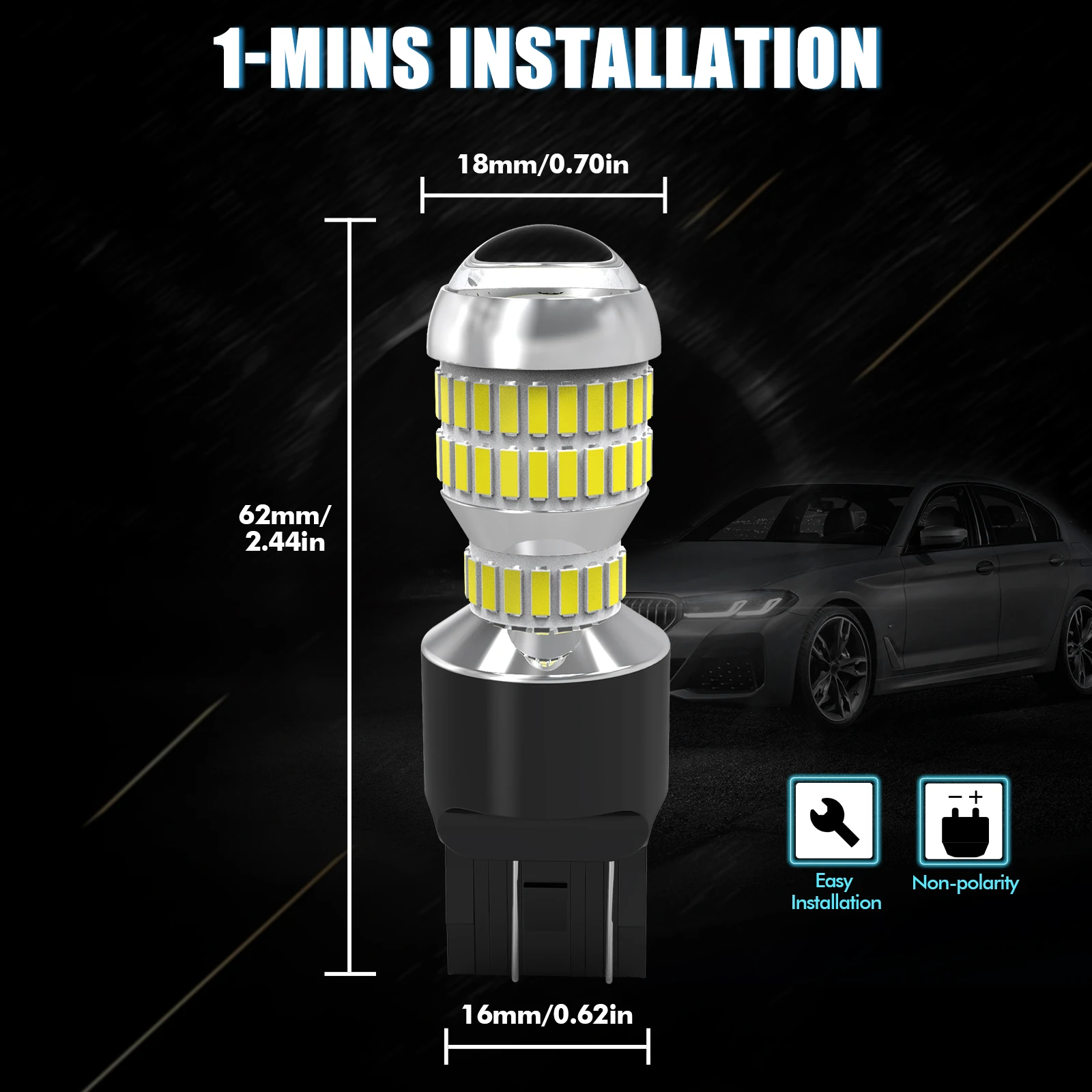 Фото Лампы для указателей поворота автомобиля BEVINSEE 2X T20 7443 W21/5W 7440 W21W WY21W №4