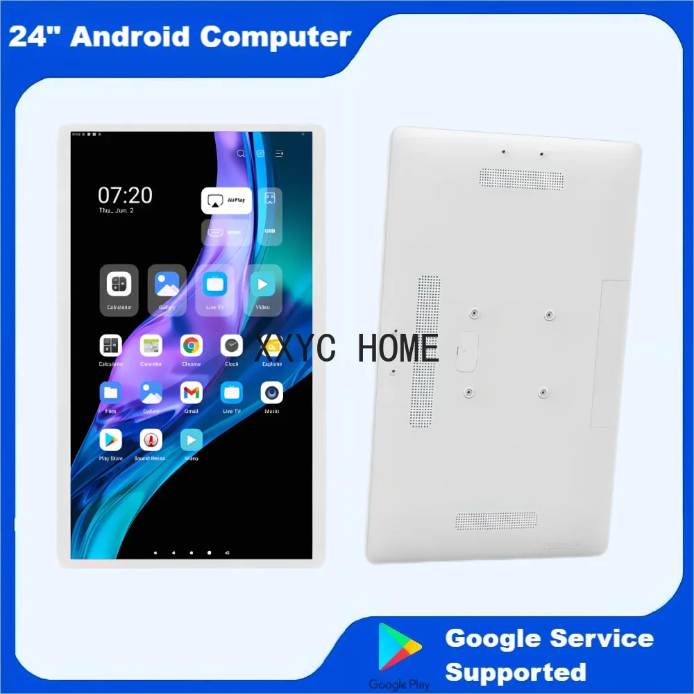 24-дюймовый мультимедиапалер Hdmi Android 12 8G + 128G с сенсорным экраном Muurmontage Tablet Witte Kleur Groot Geheugen Slim Scherm
