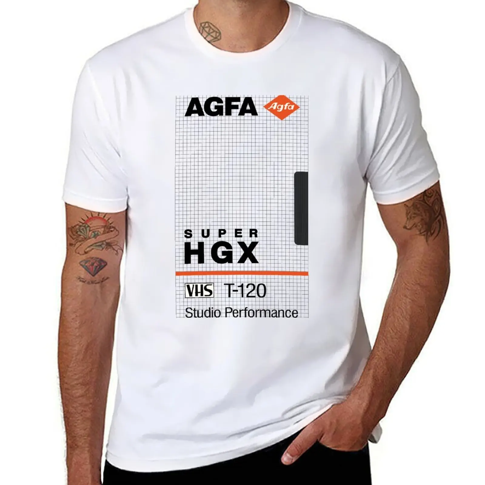 VHS Agfa T-120 Футболка хлопковая футболка 100% мужская футболка Футболка