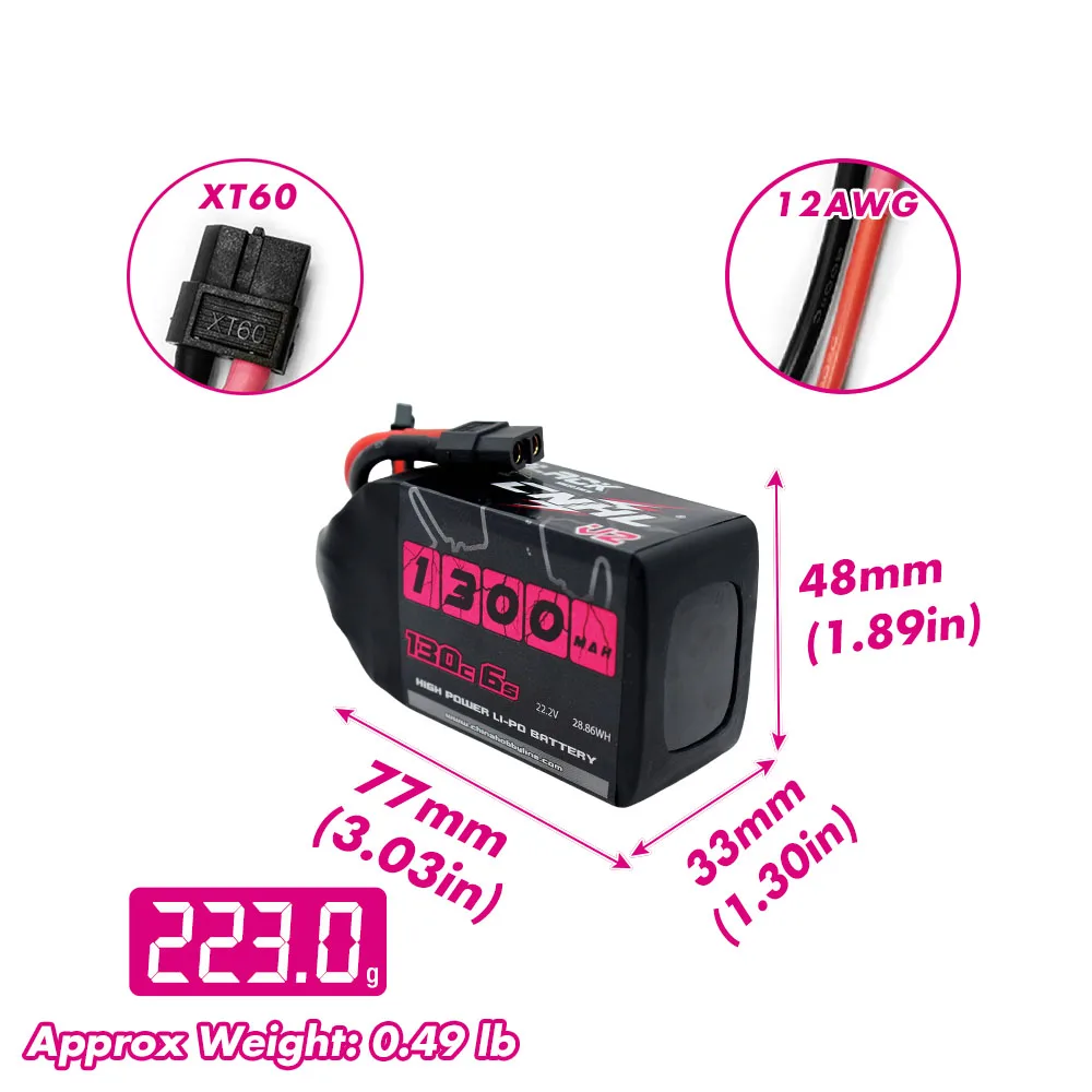 Фото 2 шт. CNHL 6S 22,2 В Lipo аккумулятор 1300 мАч 1500 мАч 130C 150C с разъемом XT60 для квадрокоптера, дрона, самолета, RC FPV, вертолета, хобби №2