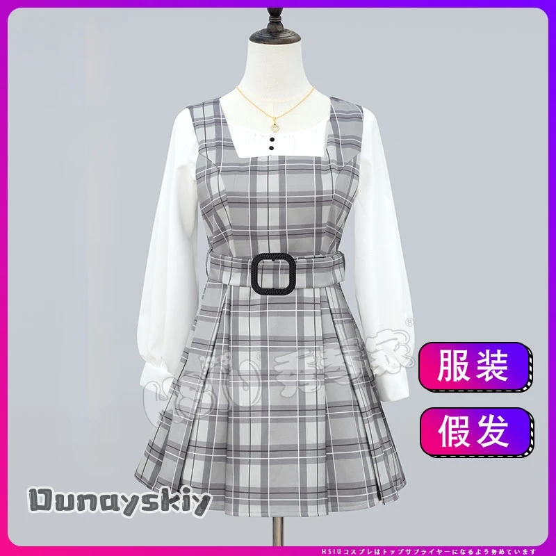 Фото Anon Chihaya Косплей Костюм Летний клетчатый сарафан Лолиты в клетку Аниме BanG Dream It's MyGO Костюмы для ролевых игр Женские платья №2