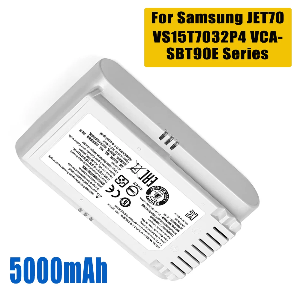 Совершенно новый аккумулятор 21,6 В, 2400 мАч, подходит для пылесоса Samsung JET70 VS15T7032P4 VCA-SBT90E