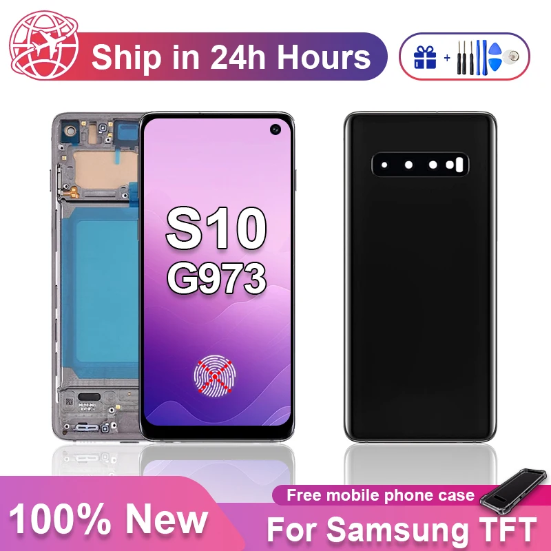 Для S10 TFT-экран для Samsung Galaxy S10 G973 ЖК-сенсорный экран G973F G973U G973N G9730 Замена цифрового дисплея с рамкой