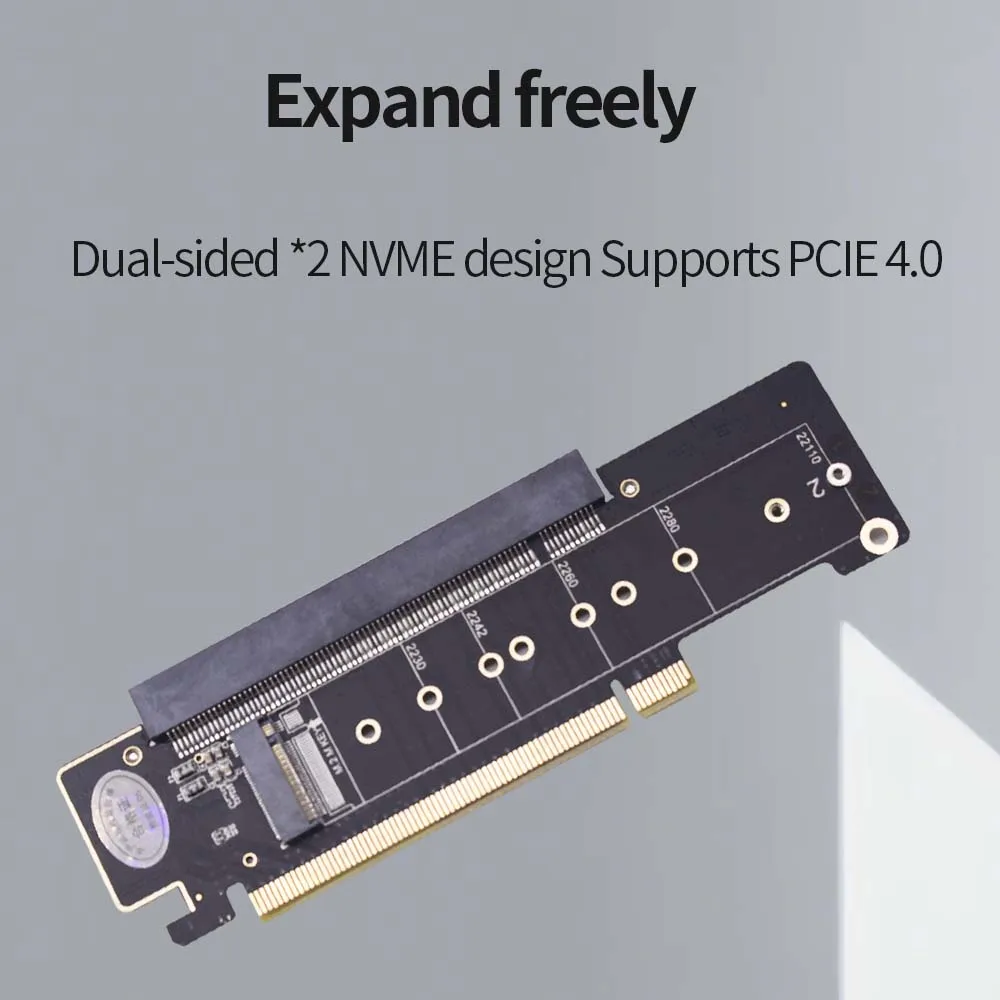 Фото TISHRIC PCIE4.0 NVME PCIe X16 X8 X4 Канальная разделенная карта PCIE M.2 NVME PH43 Интерфейсный адаптер расширения Совместимый SSD 2230-2280 №4