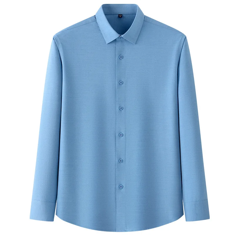 Фото Весенние и осенние однотонные рубашки с шерстью Fag chemise homme de luxe уличная белая рубашка одежда мужское платье с длинными рукавами №4